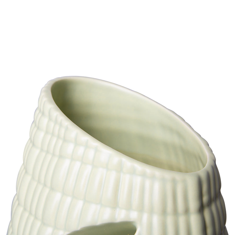 Ceramic Ribbed Vase Matt Minty: HK Objects