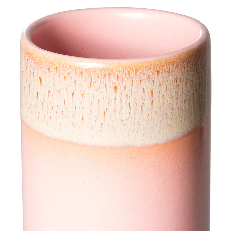 close up of the top pink hkliving vase showing the almost guinness pour effect at the top