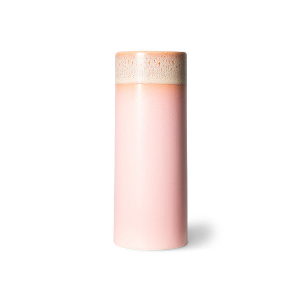 pink hkliving vase with beige white frosting effect at the top