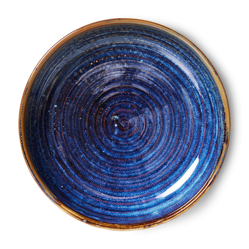 Deep Plate Rustic Blue L