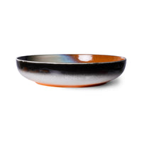 colourful stripes and patches of colour over and in this large serving dish part of the 70c collection from hkliving bowl