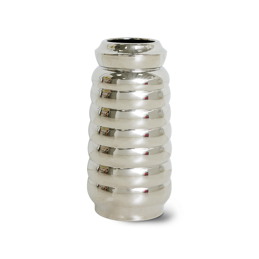 Ceramic Ribble Chrome Vase