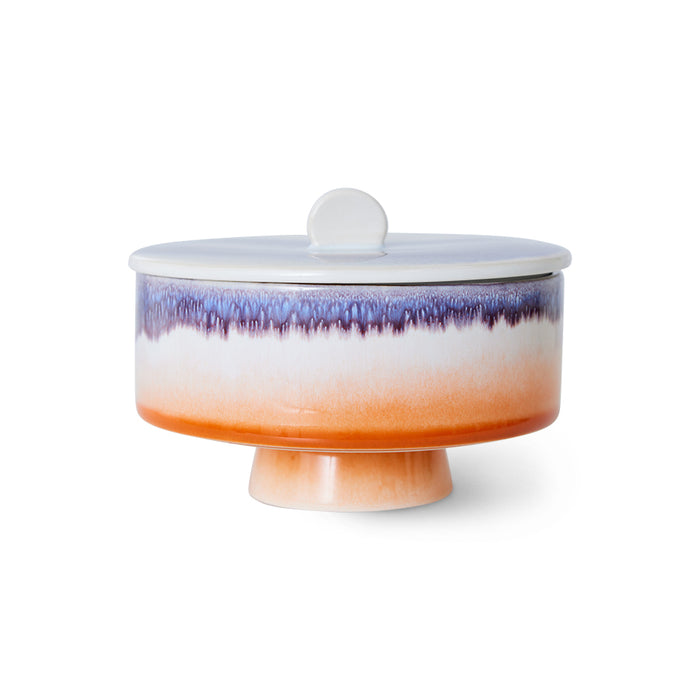 bonbonnier with a red/orange around the bottom and mauve cascading from the top edge is a fabulous addition to the HKliving 70s collection