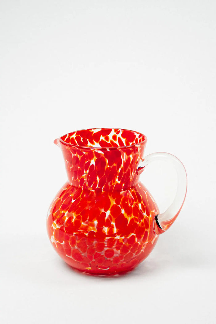 Milano Red Glass Jug - Spotted Blotchy Textured Glassware by Olsson & Jensen