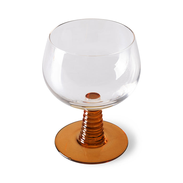 Swirl Wine Glass Low Ochre