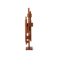 the medium teak wood sculpture looking more angular than the small version but also my light and airy