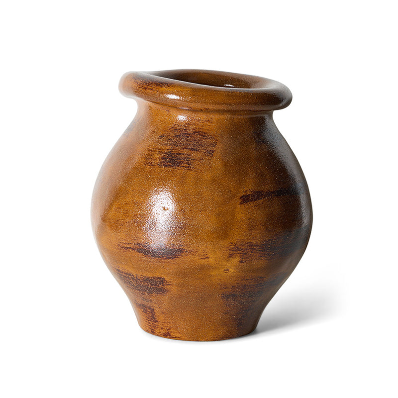 HKLIVING Robust Vase in burnt umber, Large size, front view showing the rich layered glaze