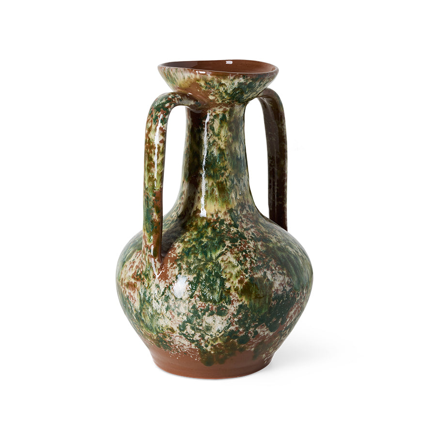 Robust Amphora Vase, Barn by HKLIVING shown at an angle on a white background, highlighting the amphora silhouette and glaze variation