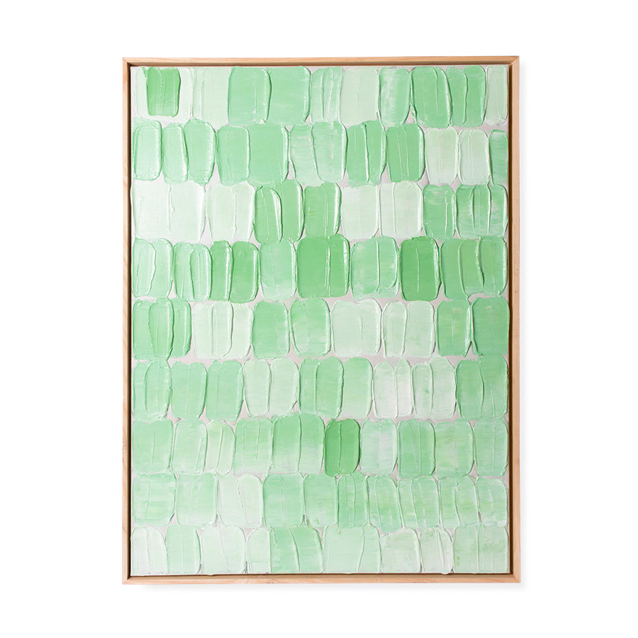 Framed Painting Green Palette Abstract 75X100cm