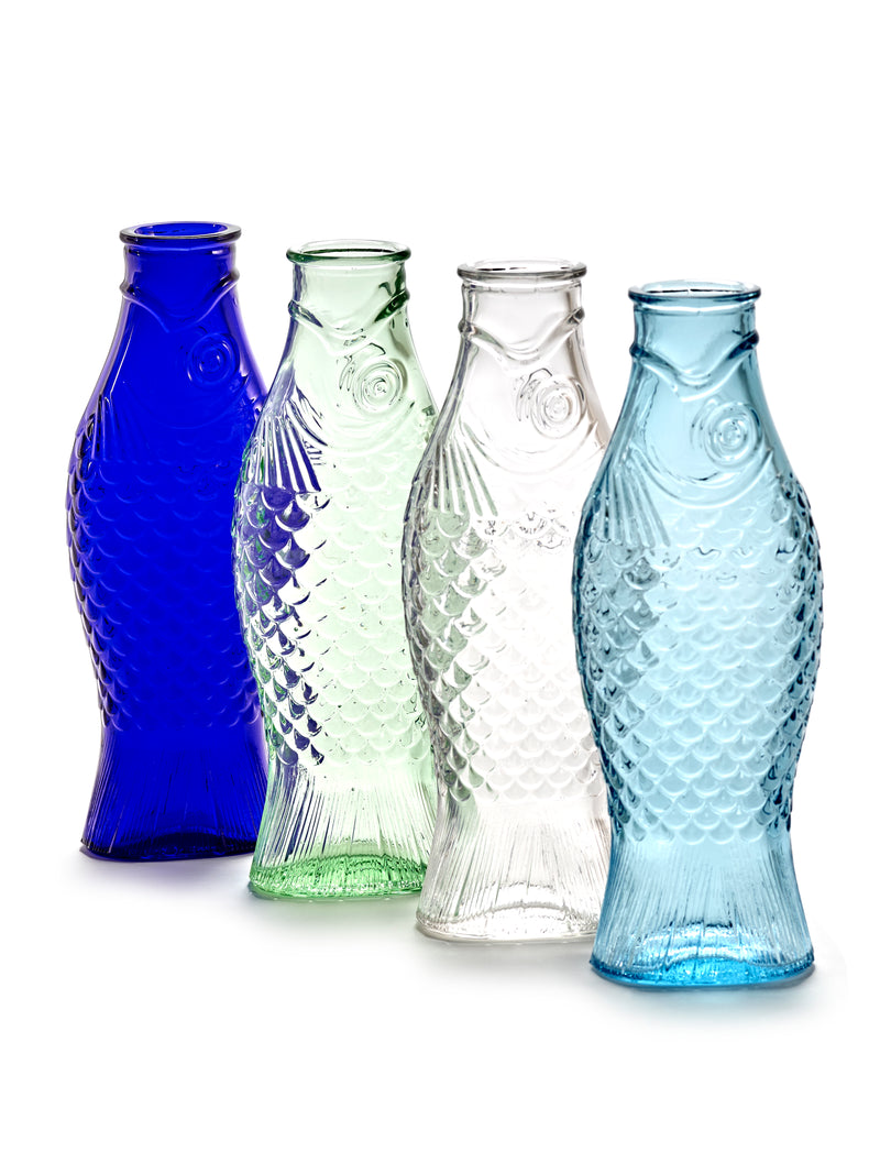 Carafe Bottle Fish & Fish by Serax in Green, Clear, and Blue