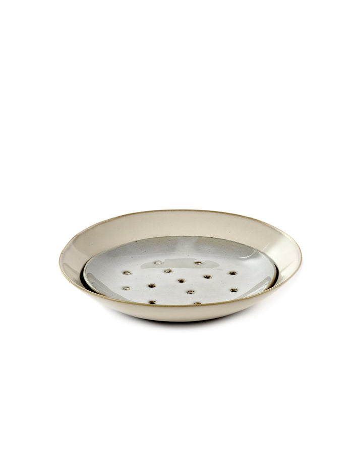 Ceramic Soap Dish with Colander by Serax - White