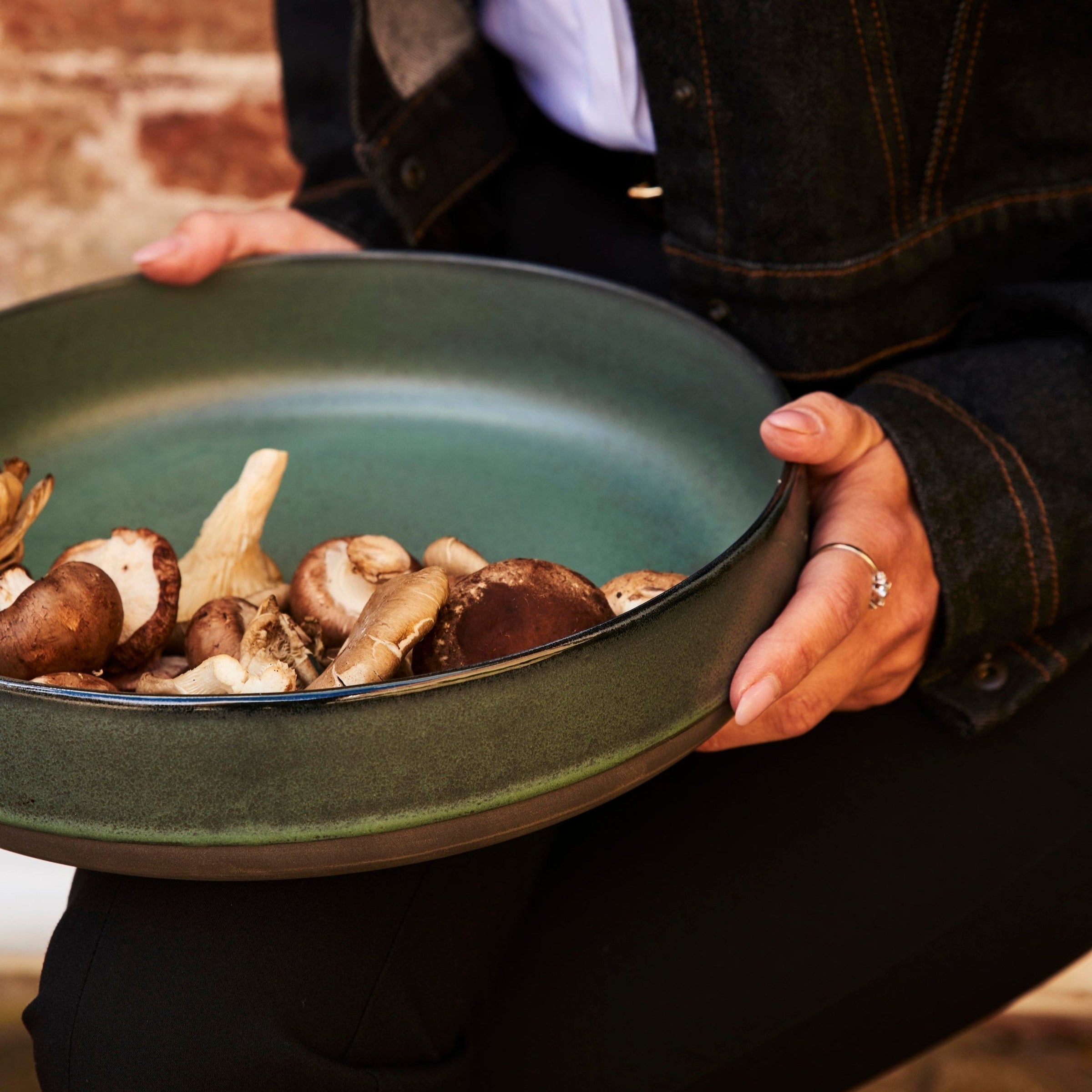 RAW Northern Green Serving Bowl by Aida – Large Stoneware Bowl for Stylish Sharing