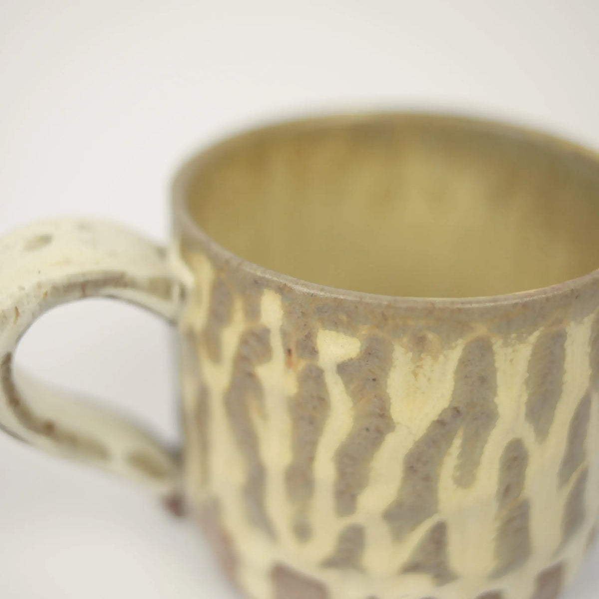 Maja Cup – Ceramic Mug with Unique Pattern and Reactive Glaze (Available in Beige, Mustard, White)