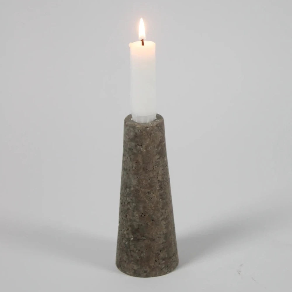 Light and Dark Travertine Candle Holders