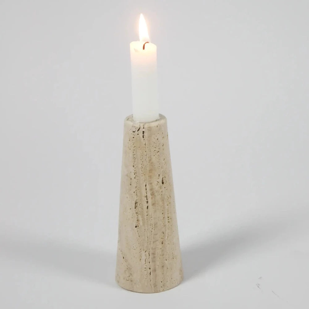 Light and Dark Travertine Candle Holders