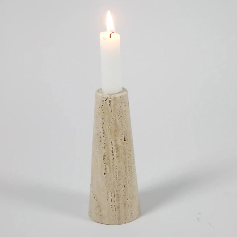 Light and Dark Travertine Candle Holders