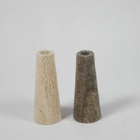 Light and Dark Travertine Candle Holders