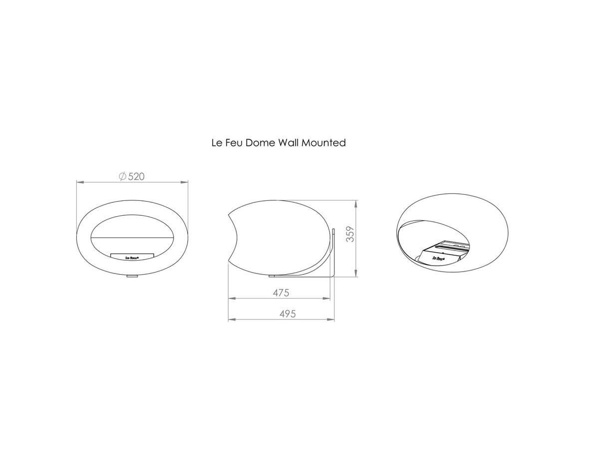 Le Feu Dome Wall – Bioethanol Wall-Mounted Fireplace Classic
