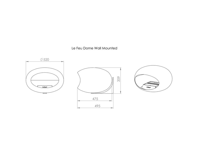 Le Feu Dome Wall – Bioethanol Wall-Mounted Fireplace Classic