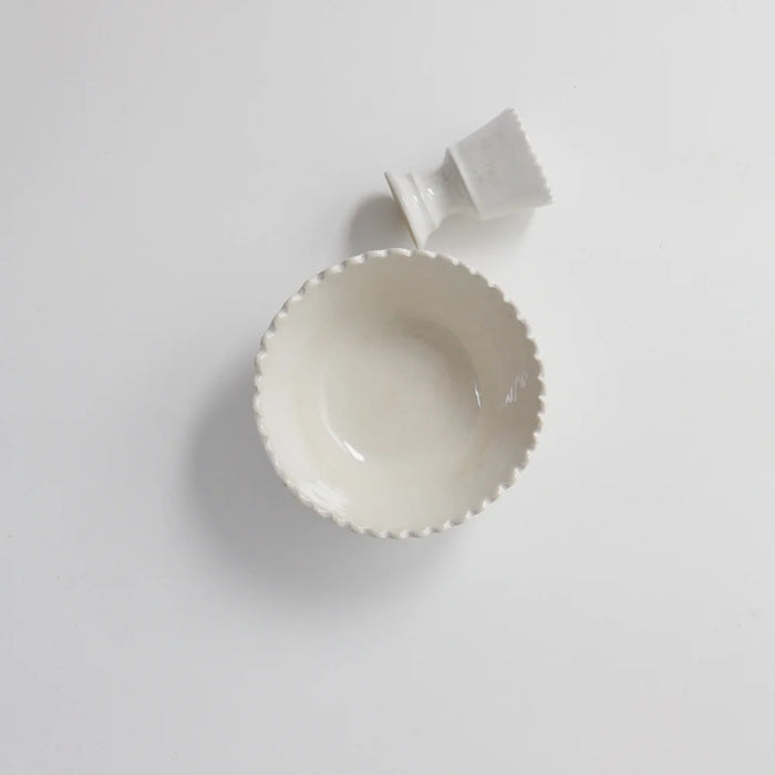 Edda Egg Cup by Olsson & Jensen - White Stoneware with Castellated Edge