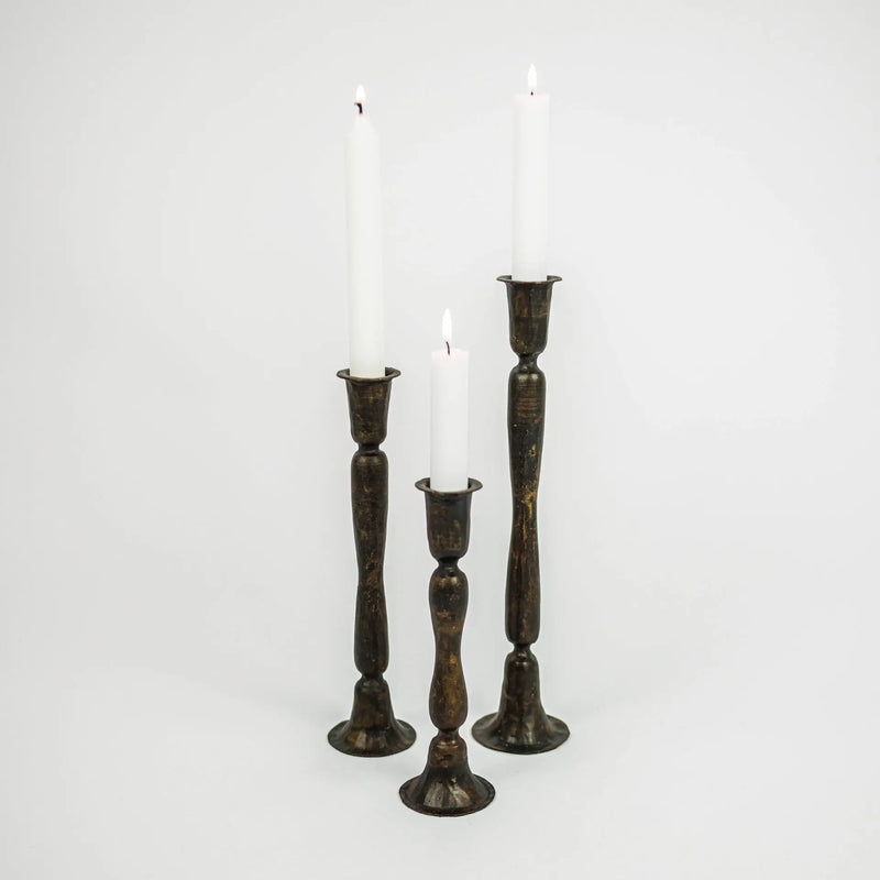 Gill Light Holders Set of 3 – Handcrafted Iron Candle Holders in Three Sizes