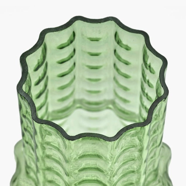 Vase 05 Green Transparent Waves