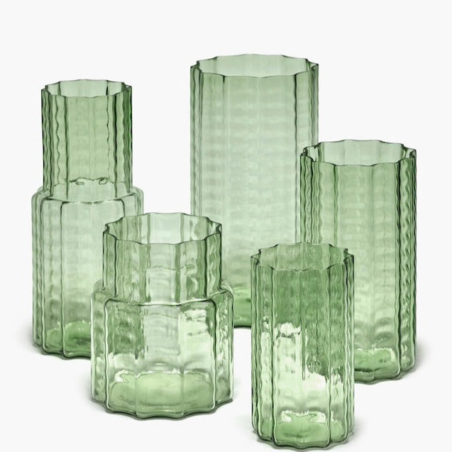 Vase 05 Green Transparent Waves