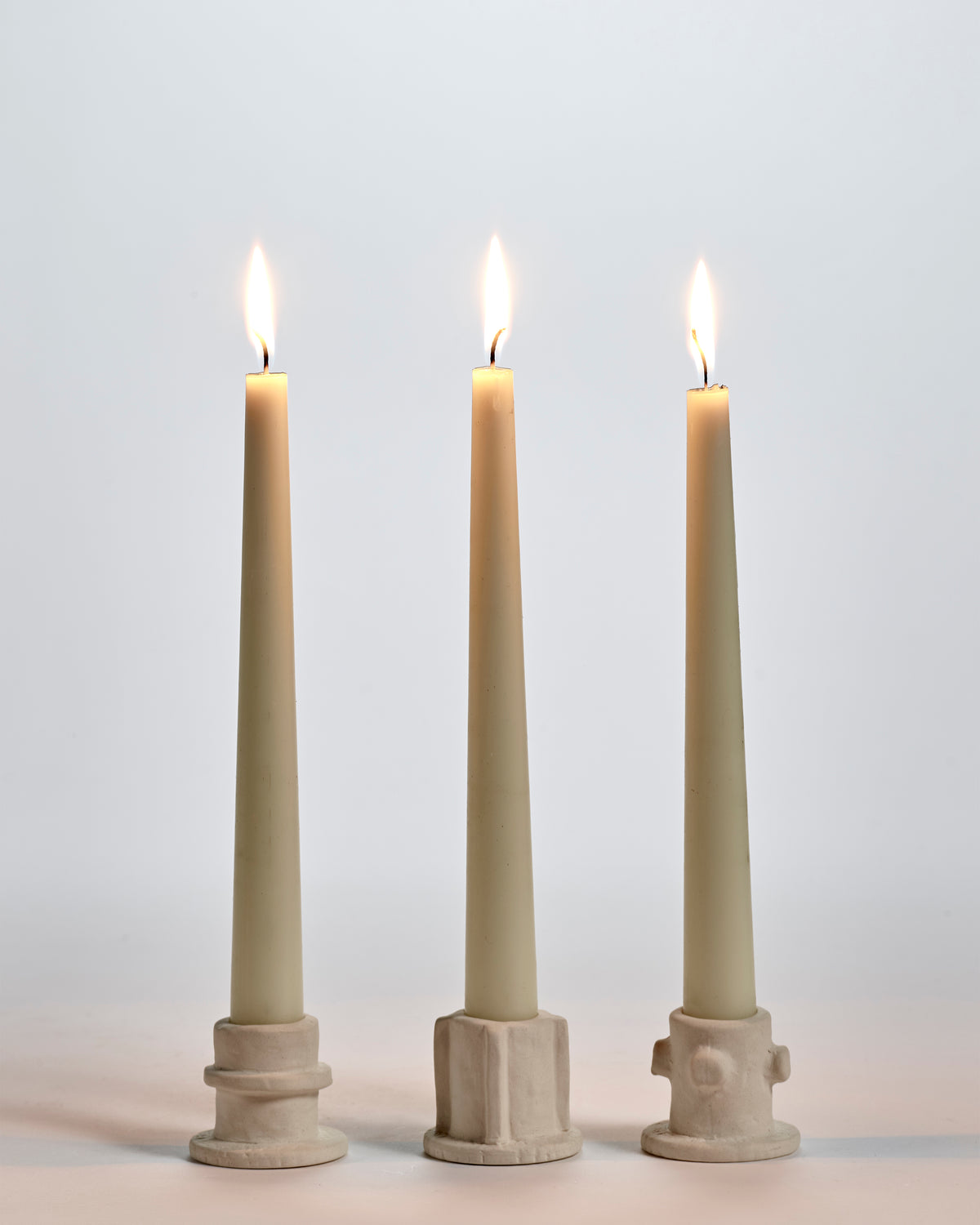 Candle Holders, Beige Stoneware, 3 Styles from Molly Range by Serax