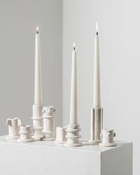 Candle Holders, Beige Stoneware, 3 Styles from Molly Range by Serax