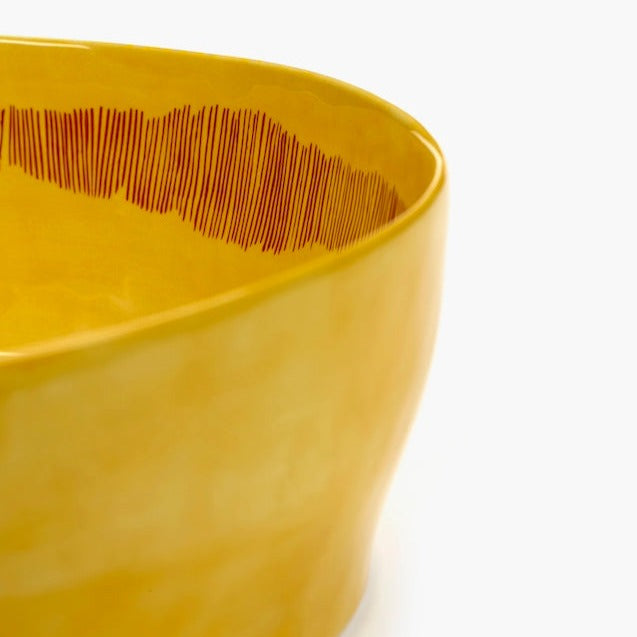 Salad Bowl, 28.5cm x 9.5cm, Yellow - Red Stripes Feast