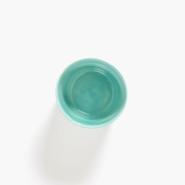 the inside of the azure espresso cup is al highly glazed as the outside showing its qulality and the ability to whithstand the years of use