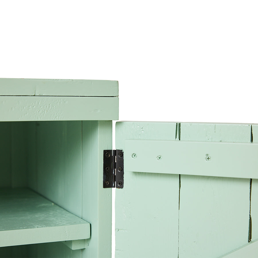 Raw Lowboard in Mint Green by HKLIVING, detail view of door handle
