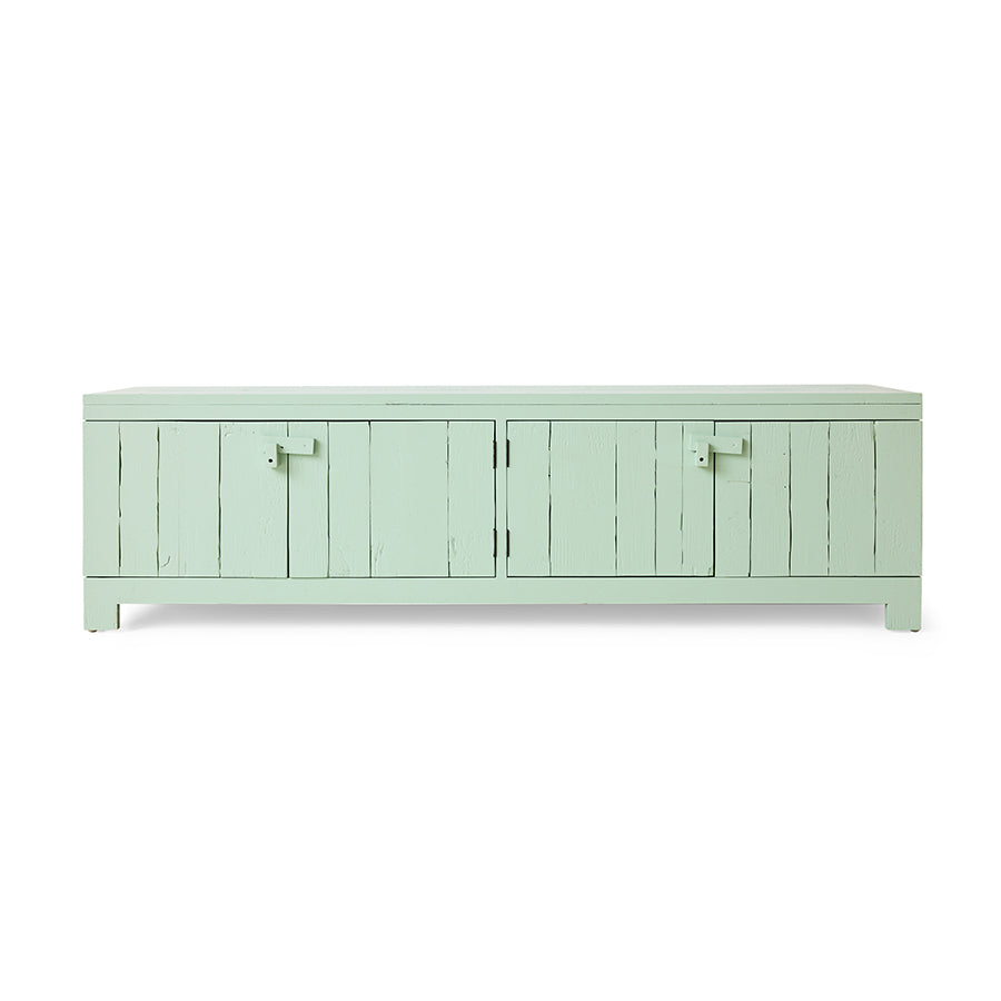 Raw Lowboard in Mint Green by HKLIVING – pine wood sideboard with four-door storage