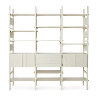 Raw Shelving Unit in Cream by HKLIVING – tall pine wood wall storage with cupboards and drawers