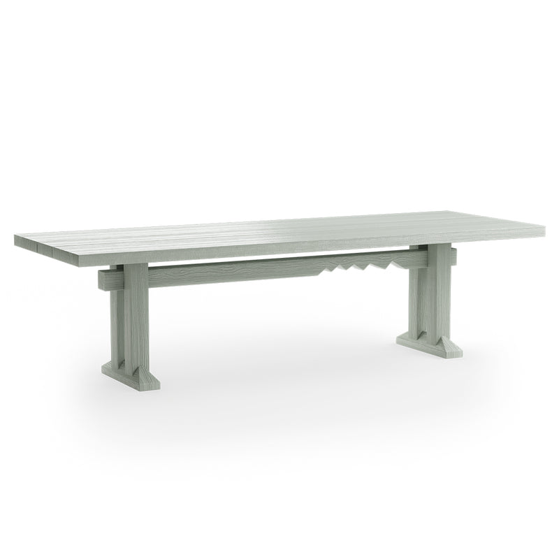 Angled view of the Forma Dining Table 280cm in Smoke by HKLIVING, showing the zig-zag trestle base