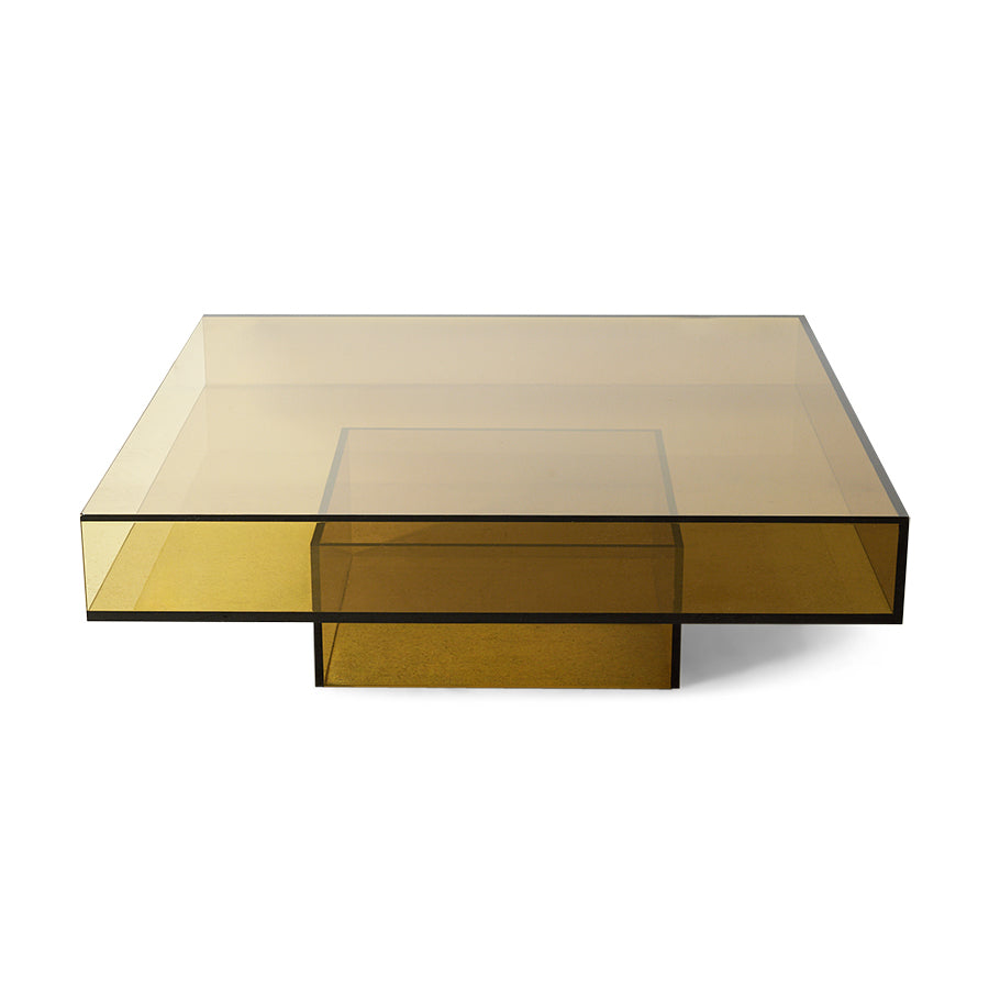 HKLIVING Acrylic Coffee Table in olive, angled view showing the architectural open construction