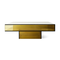 HKLIVING Acrylic Coffee Table in olive, front view showing the translucent tinted top and open lower shelf