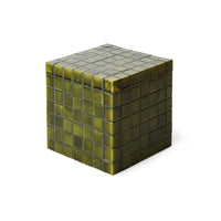 Tiled Side Table in Moss by HKLIVING – angled view showing reactive glaze detail