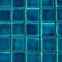 Tiled Side Table in Turquoise by HKLIVING – close-up of hand-glazed ceramic tiles