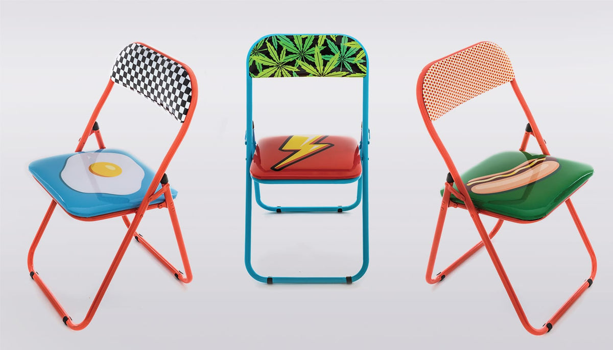 Seletti Folding Chair Collection by Studio Job - Peace, Pop Corn, Egg, Tongue, Flash, Mouth