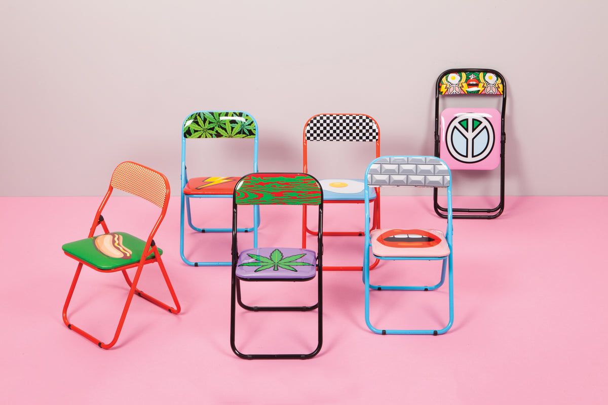 Seletti Folding Chair Collection by Studio Job - Peace, Pop Corn, Egg, Tongue, Flash, Mouth