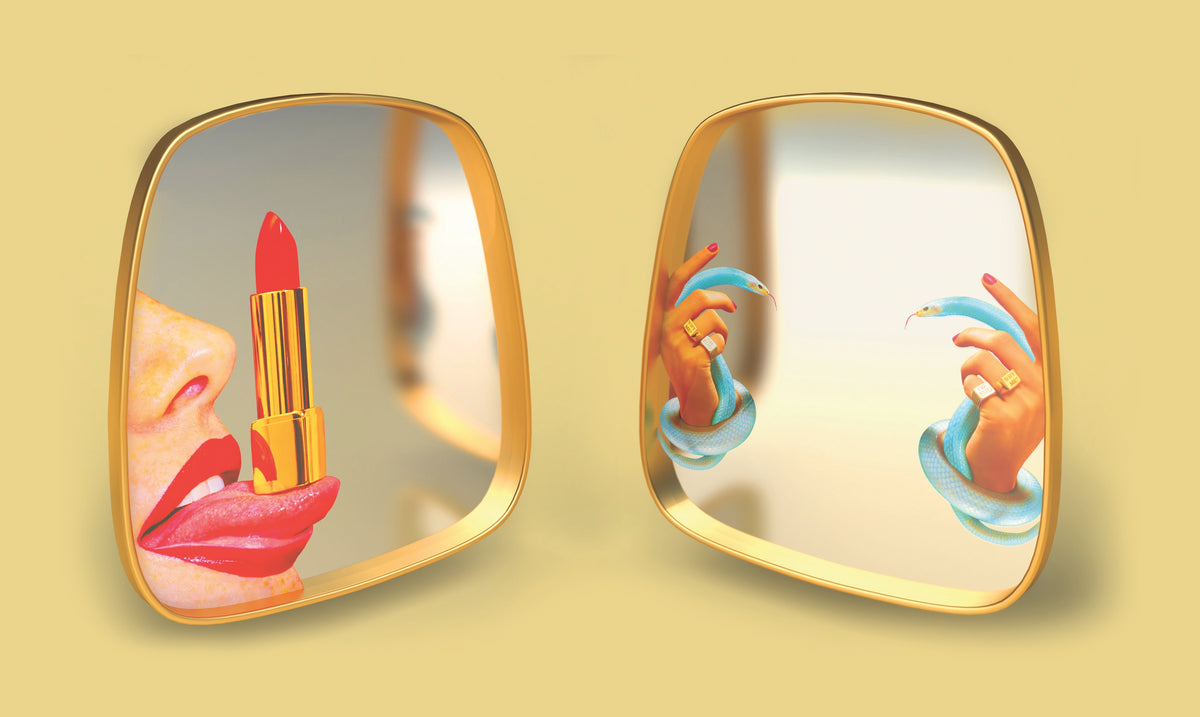 Seletti x TOILETPAPER Gold-Framed Mirrors - Two Sizes, Surreal Pop Art Designs