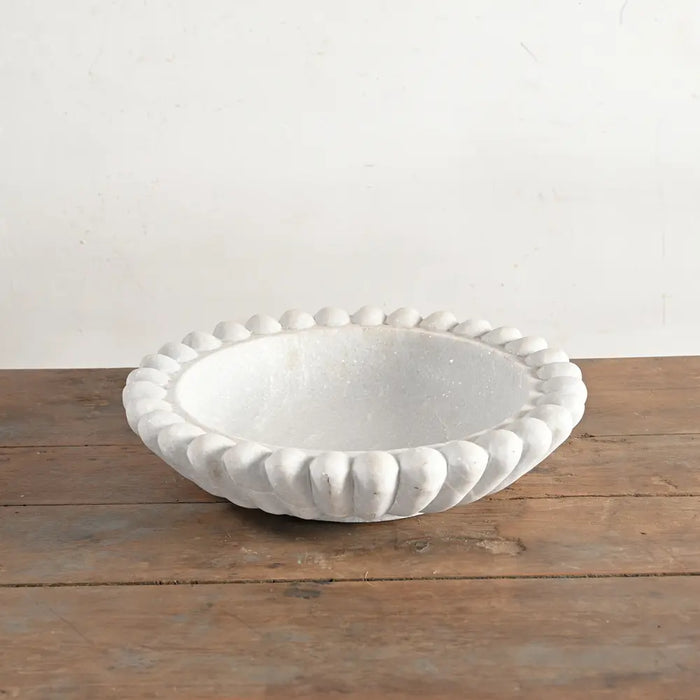 Fiona Marble Bowl - Vintage Handcrafted Stoneware with Sculpted Rim