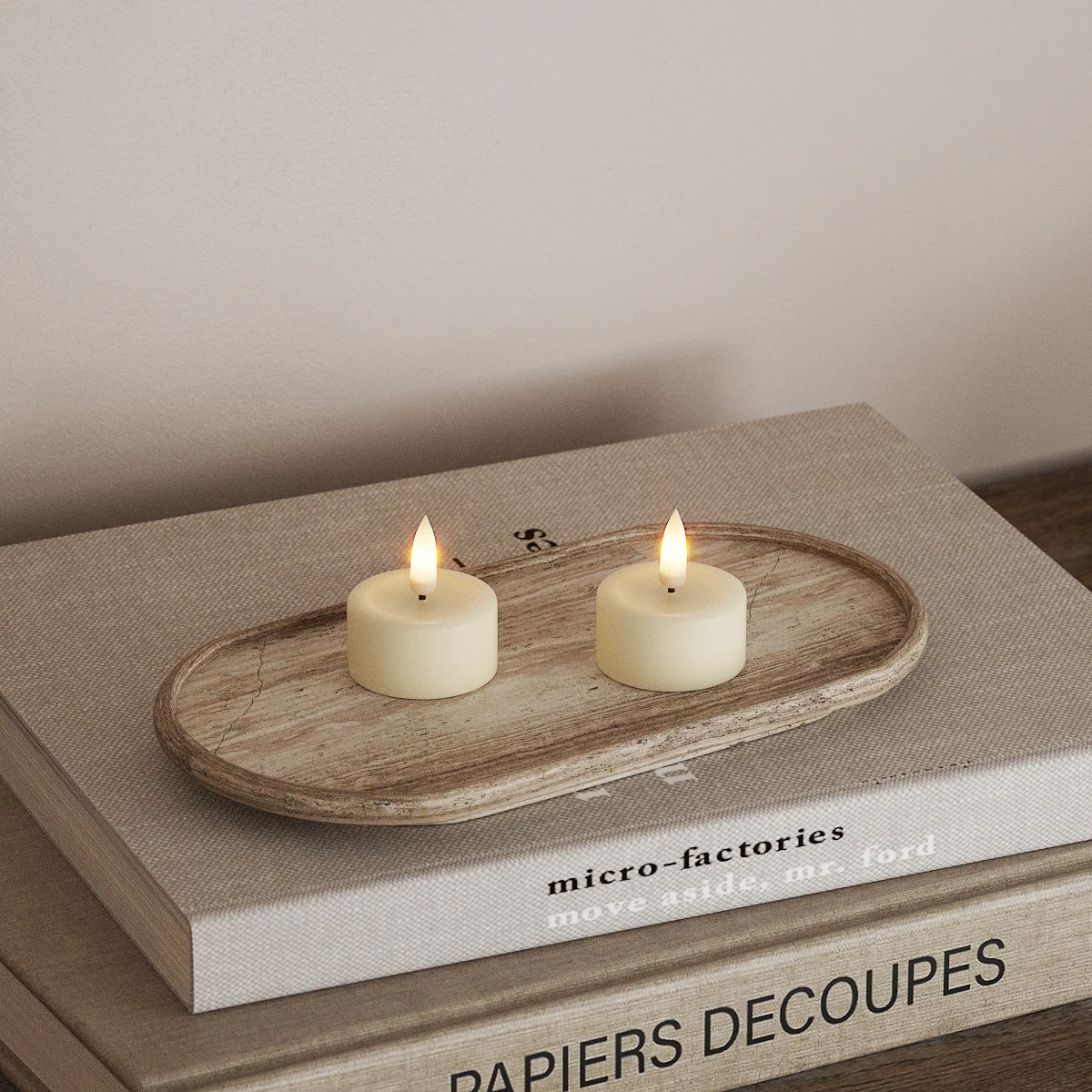 Cream LED Tealight Candles (Set of 2) – Soft, Warm Glow for Cosy Styling