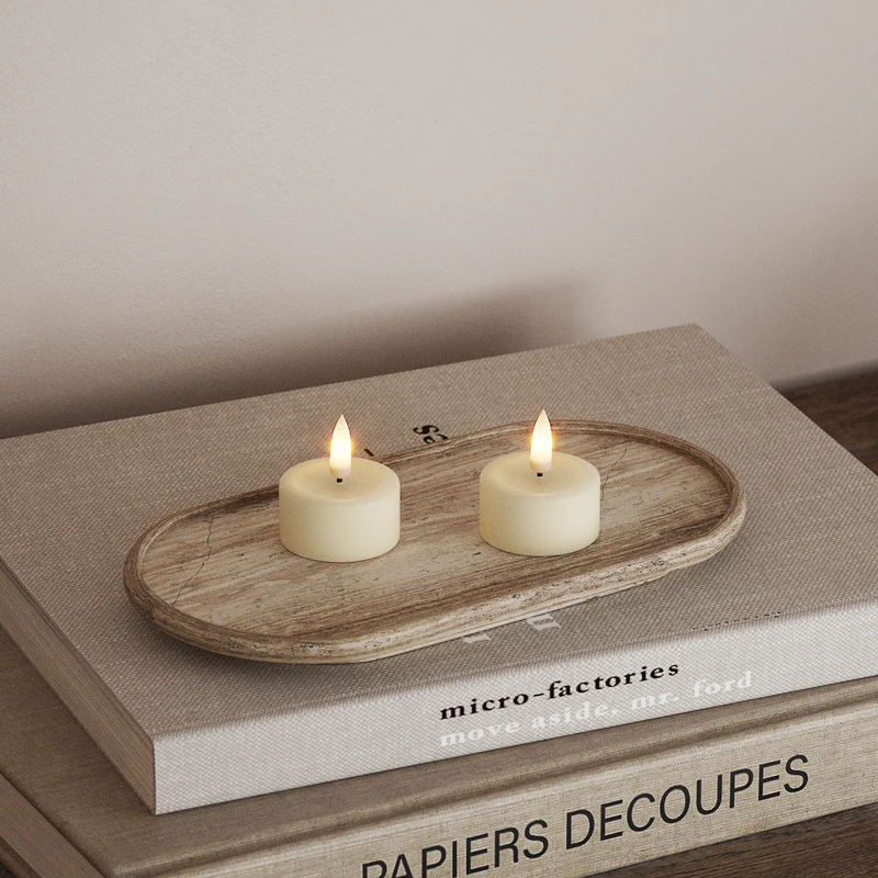 Cream LED Tealight Candles (Set of 2) – Soft, Warm Glow for Cosy Styling