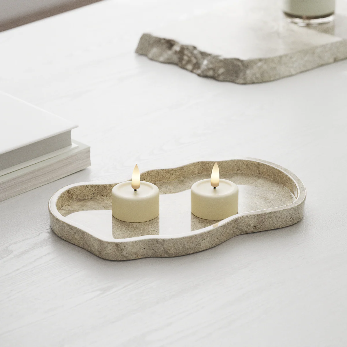 Cream LED Tealight Candles (Set of 2) – Soft, Warm Glow for Cosy Styling