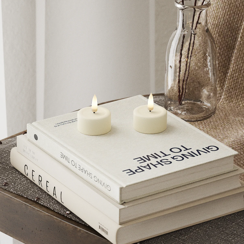 Cream LED Tealight Candles (Set of 2) – Soft, Warm Glow for Cosy Styling