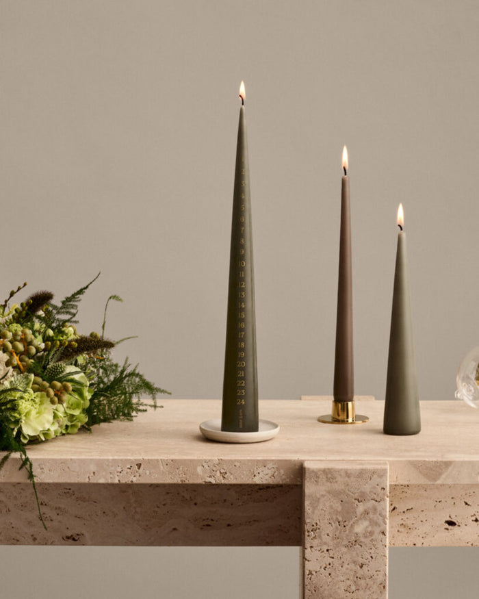 Festive Advent Calendar Cone Candle in Nordic Green by Ester & Erik - 37cm