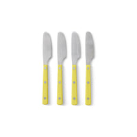 Set of 4 HKLIVING 70s Cutlery butter knives with lemon yellow handles on a white background