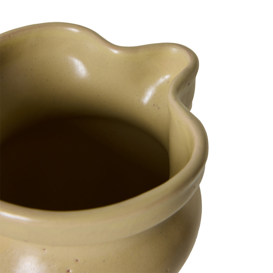 Close-up of the pouring spout on the HKLIVING Farmhouse Ceramics small jug in cream, showing the crystalline glaze